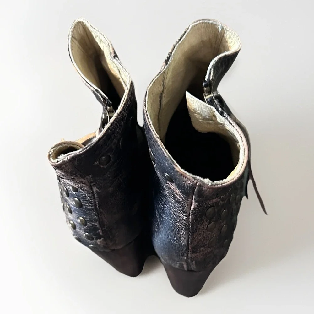 BED STU Cobbler Series Ghent Distressed Studded Ankle Boots Women's Size 9 - Picture 3 of 9